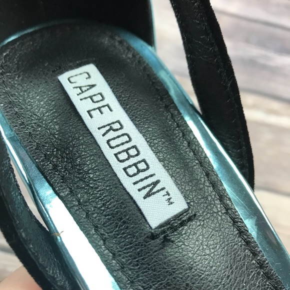 Cape Robbin Blue Black Metallic Strap High Heels - Picture 7 of 7